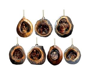 Décorations de Noël religieuses - Lot de 7 décorations de crèche plates en acrylique 2D à suspendre, chrétiens festifs | Charmante décoration de crèche pour cheminée, porte, mur, fenêtre