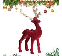 Décorations De Noël Renne Flocké, Ornements Maison Cerf, Statue Suspension Renne pour Centre de Table Étagère Buffet Arbre de Noël Décoration