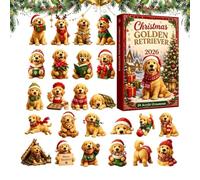 Décorations de Noël Retriever, décorations de chiot 2D avec boîte | Les breloques plates Golden Retriever apportent de la variété au mois de décembre, adaptées pour les comptes à rebours