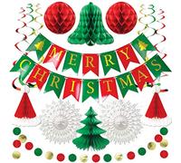 Décorations de Noël réutilisables de qualité supérieure - Ensemble de décorations de Noël en papier, décorations de plafond de Noël/décorations de Noël suspendues, décoration d'intérieur vintage en