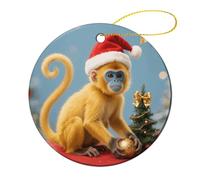 Décorations de Noël Rondes de 7,1 cm, Singe de Noël à Suspendre pour Sapin de Noël, décorations festives avec Corde de Suspension pour cheminée, fête de Mariage, Maison