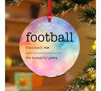 Décorations de Noël rondes en acrylique de 7,6 cm avec définition du nom du ballon de football 2025 - Décoration d'intérieur - Mots avec définition souvenir - Disque transparent - Étiquette de nom