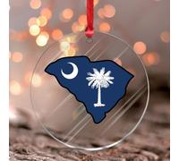 Décorations de Noël rondes en Caroline du Sud des États-Unis longue distance pour sapin de Noël Souvenir Histoire américaine U Boule de Noël en acrylique pour décoration d'arbre de Noël