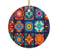 Décorations de Noël rondes en céramique à motifs arc-en-ciel. Convient pour les arbres de Noël, les fêtes de vacances et la décoration de la maison