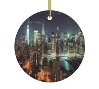 Décorations de Noël rondes en céramique à suspendre pour sapin de Noël à New York Décorations de Noël personnalisées pour la maison