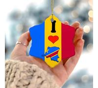 Décorations de Noël rondes en céramique avec inscription « I Love My Country' République démocratique du Congo »