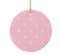 Décorations de Noël Rondes en céramique pour la Sensibilisation au Cancer du Sein, décorations à Suspendre pour Les fêtes, Cadeaux de Noël 7,3 cm