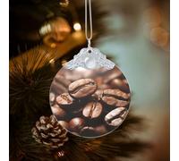 Décorations de Noël rondes en verre à suspendre en forme de grains de café pour fête, mariage, cheminée en plein air