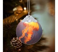 Décorations de Noël rondes en verre à suspendre en forme de méduse orange pour fête, mariage, cheminée en plein air
