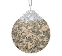 Décorations de Noël rondes en verre à suspendre - Motif camouflage numérique - Décorations de sapin de Noël pour fête, mariage, cheminée en plein air