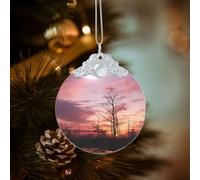 Décorations de Noël rondes en verre à suspendre pour fête, mariage, cheminée en plein air