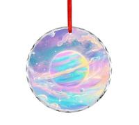 Décorations de Noël Rondes en Verre de Cristal, Galaxie colorée Arc-en-Ciel, décorations de Vacances à Suspendre, Ornements festifs avec Corde de Suspension pour cheminée, fête de Mariage, Maison