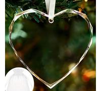 Décorations de Noël Rondes en Verre Transparent Personnalisées avec Texte et Image, Cadeaux de Fiançailles et de Mariage pour Les Couples, Cadeaux de Pendaison de Crémaillère (en Forme de cœur)