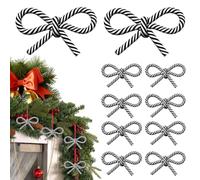 Décorations de Noël rouges et blanches 10 nœuds en résine rouge et blanc | Décorations pour sapin de Noël Pour table, cour, ferme, jardin, entrée, fenêtre , arrière-cour, pièce,