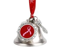 Décorations de Noël : Ruban de Sensibilisation au Cancer du Sein, clochettes en métal à Suspendre pour Sapin de Noël