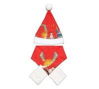 Décorations de Noël - Série de Noël - Bonnet silencieux pour animal domestique - Coiffe douce pour la peau - Bonnet et écharpe pour animaux de compagnie pour festival, décoration de Noël, cadeaux de