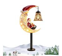 Décorations de Noël Solaires Extérieur Figurine de Père Noël et Lune | Piquet Solaire de Décoration de Noël pour Pelouse Terrasse Jardin Arrière-Cour Parterre de Fleurs