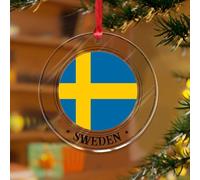 Décorations de Noël Suède - Drapeaux européens - Souvenir rustique - Disques en acrylique transparent - Drapeaux de pays nationaux - Souvenir de marin - Souvenir de voile pour décoration d'arbre de
