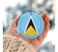 Décorations de Noël sur le thème du football Sainte-Lucie pour salle de jeux, exercice de remise en forme, cadeau souvenir de Noël, décorations de fête de Noël uniques en céramique double face pour