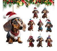 Décorations de Noël Teckel 9 Pièces, Ornement D'noëL Chien Teckel Acrylique Ornement de Chien en Acrylique, pour Voiture, Sacs à Dos, Portes, Décoration d'arbre Noël