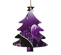 Décorations de Noël tendance en bois imprimées cœurs violets - 4 formes au choix : ange, cloche, arbre, bonhomme de neige | Bois sculpté respectueux de l'environnement pour décoration de sapin de Noël