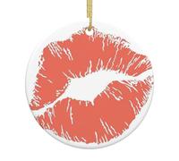 Décorations de Noël Xmax avec impression de baiser rouge, décorations d'arbre décoratives à suspendre, cadeaux en céramique, décoration d'intérieur