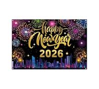 Décorations De Nouvel An 2026 Toile de d'Affiche de Fête | Panneau de Signe pour d'Écran de la Bonne Année 2026 pour Fournitures de Fête Maison Salon Garage Jardin Porche École Bureau