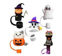 Décorations de paille d'Halloween pour gobelets, couvertures de paille d'Halloween, Toppers de couverture de de chat, Couvercles de pointes de anti-poussière de 10mm, garniture de p