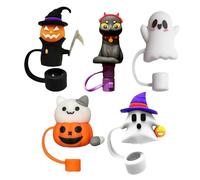 Décorations de paille d'Halloween pour gobelets - Jolies housses de paille - Couvercles anti-poussière, anti-déversement, accessoires de gobelets d'Halloween de 10 mm