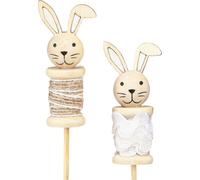Décorations de Pâques en bois Lapin naturel, brun, blanc 32cm 8er Set