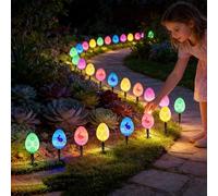 Décorations de Pâques en Plein air, 10 pièces de lumières solaires d'œufs de Pâques, lumières LED imperméables et colorées pour Jardin, Patio, Cour, allée, pelouse