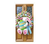 Décorations de Pâques Joyeuses Pâques Porte 025 Printemps Lapin de Pâques Décoration à suspendre pour porte d'entrée Décorations de fête à thème de Pâques pour porte Mur Intérieur Extérieur (180x90cm)
