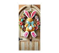 Décorations de Pâques Joyeuses Pâques Porte 025 Printemps Lapin de Pâques Décoration à suspendre pour porte d'entrée Décorations de fête à thème de Pâques pour porte Mur Intérieur (Khaki, 180x90cm)
