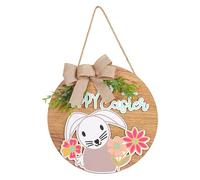 Décorations de Pâques - Panneau à suspendre « Joyeuses Pâques », panneaux de porte en bois | Décorations rustiques dee lapin en bois | Pour Pâque Printemps Famille Amis Maison Mur extérieur Cour Fête