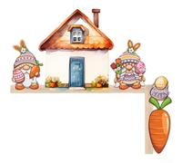 Décorations de Pâques pour cadre de porte, décoration en forme de lettre lapin de Pâques, en bois de peuplier avec finition orange rustique, décoration d'angle compacte de 20 cm pour cadre de porte