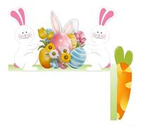 Décorations de Pâques pour cadre de porte, décoration en forme de lettre lapin de Pâques, en bois de peuplier avec finition orange rustique, décoration d'angle compacte de 20 cm pour cadre de porte