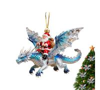 Décorations de Père Noël | Décoration 2D Père Noël chevauchant un dragon volant | Décoration de sapin de Noël | Pour les vacances, la maison, les fêtes, les fenêtres, les sacs à dos, les célébrations