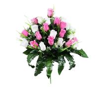 Décorations de Pierre Tombale Fleurs de Cimetière Fleurs de Sépulture Bouquet de Lys Rouges avec Marguerites Blanches et Roses Rouges Bouquets Mémoriaux des Forces Armées