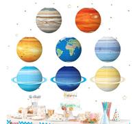 Décorations de planète - 11.81x11.81 pouces Système solaire Lanternes en papier pour affichages de plafond, attrait visuel éducatif avec des couleurs vives, pending pour école, chambre, salon scientif