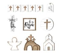 Décorations de plateau étagées de Pâques, ensemble de décorations de plateaux échelonnées pour le jour de Pâques | Décoration de table en bois pour la ferme | Ensemble d'affiches de table avec