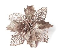 Décorations de poinsettias de Noël, 10 pièces, 4,33 pouces | Réutilisables, Ornements de Noël, Porte, Mur, Sapin, 6 Couleurs, Champagne, Usage Saisonnier, Intérieur
