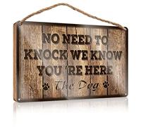 Décorations de porche « No Need To Knock We Know You'Re Here » en bois pour décoration de porche (20 x 30 cm)