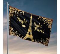 Décorations de porte de chambre à coucher « An Evening Illuminated : A Night In Paris » - Drapeaux pour dortoir universitaire - Décoration de grotte pour hommes (152 x 244 cm)