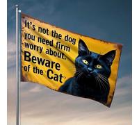 Décorations de porte de chambre à coucher Attention : attention au chat Drapeau Bar Man Cave Decor drôle (60 x 90 cm)