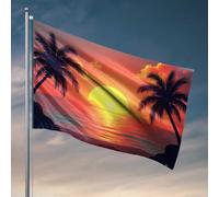 Décorations de porte de chambre à coucher, coucher de soleil, palmiers, océan, horizon, drapeau, bar, grotte, décoration extérieure amusante (30 x 45 cm)