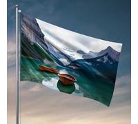 Décorations de porte de chambre à coucher, deux bateaux sur un lac de montagne serein, décorations extérieures pour cour, chambre à coucher, décoration pour homme (30 x 45 cm)