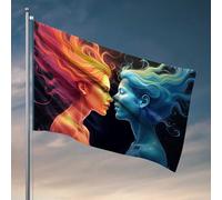 Décorations de porte de chambre à coucher Feu et glace : un drapeau de rencontre coloré Décorations extérieures pour cour chambre à coucher décoration pour hommes (30 x 45 cm)