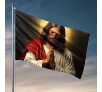 Décorations de porte de chambre à coucher - Figurine priante avec halo et drapeau - Décorations extérieures pour cour et chambre à coucher pour homme (30 x 45 cm)