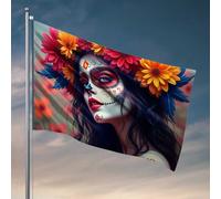 Décorations de porte de chambre à coucher Jour des morts : un hommage floral drapeau bar homme grotte décoration extérieure amusante (60 x 90 cm)