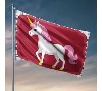 Décorations de porte de chambre à coucher Licorne magique avec crinière rose et drapeau en corne - Décoration extérieure amusante (30 x 45 cm)